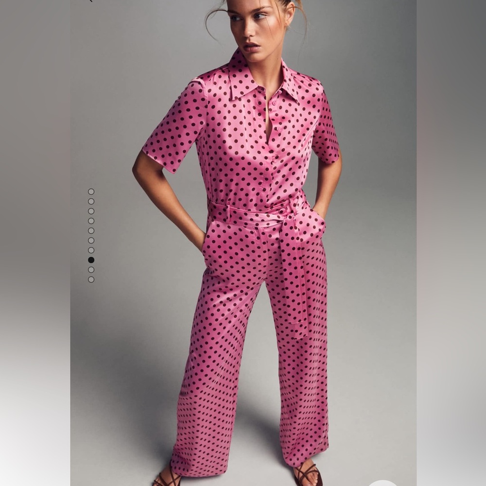 NWT Mango Polka-Dot Belt Jumpsuit